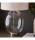 Kelda Oval Table Lamp with Round Shade Bright Nickel Plate, Clear Glass With Vintage White Fabric, 1x E27