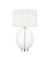 Kelda Oval Table Lamp with Round Shade Bright Nickel Plate, Clear Glass With Vintage White Fabric, 1x E27