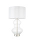 Kelda Shaped Table Lamp with Round Shade Bright Nickel Plate, Clear Glass With Vintage White Fabric, 1x E27