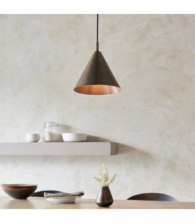 Cape Dome Pendant Ceiling Light Brushed Antique Bronze Plate, 1x E27