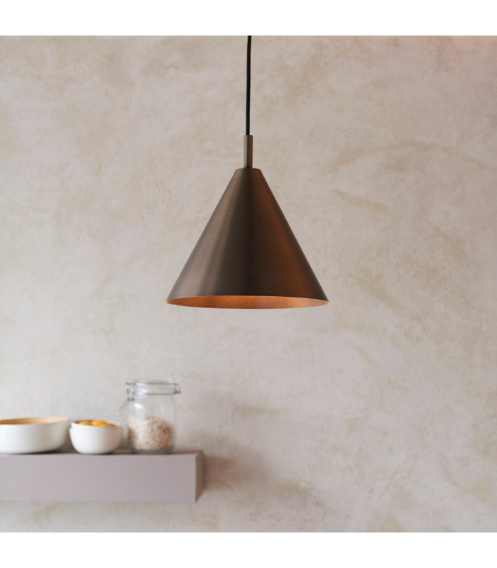 Cape Dome Pendant Ceiling Light Brushed Antique Bronze Plate, 1x E27