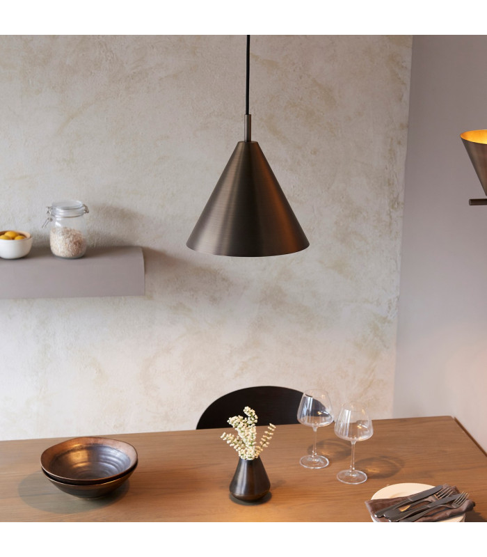 Cape Dome Pendant Ceiling Light Brushed Antique Bronze Plate, 1x E27