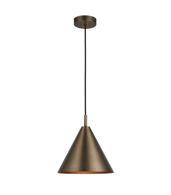 Cape Dome Pendant Ceiling Light Brushed Antique Bronze Plate, 1x E27