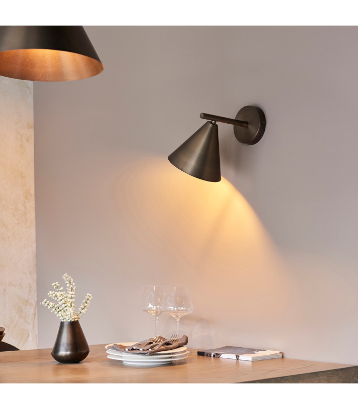 Cape Dome Wall Lamp Brushed Antique Bronze Plate, 1x E14
