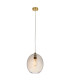Kelda Oval Dome Pendant Ceiling Light Satin Brass Plate, Champagne Lustre Glass, 1x E27