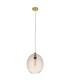 Kelda Oval Dome Pendant Ceiling Light Satin Brass Plate, Champagne Lustre Glass, 1x E27