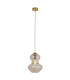 Kelda Shaped Dome Pendant Ceiling Light Satin Brass Plate, Champagne Lustre Glass, 1x E27