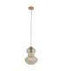 Kelda Shaped Dome Pendant Ceiling Light Satin Brass Plate, Champagne Lustre Glass, 1x E27