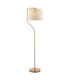 Clement Floor Lamp with Shade Br Aged Brass Plate, Natural Linen Mix Fabric, 1x E27