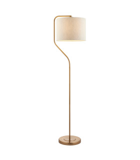 Clement Floor Lamp with Shade Br Aged Brass Plate, Natural Linen Mix Fabric, 1x E27