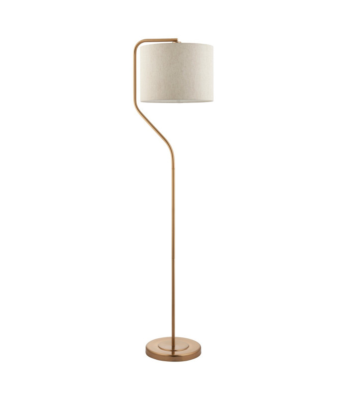 Clement Floor Lamp with Shade Br Aged Brass Plate, Natural Linen Mix Fabric, 1x E27