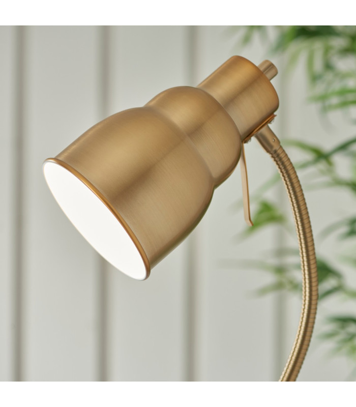 Classic Flexi Task Floor Lamp Brushed Aged Brass Plate, 1x GU10