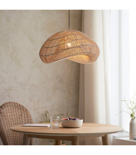 Misra Wire Frame Pendant Ceiling Light Natural Rattan, 1x E27