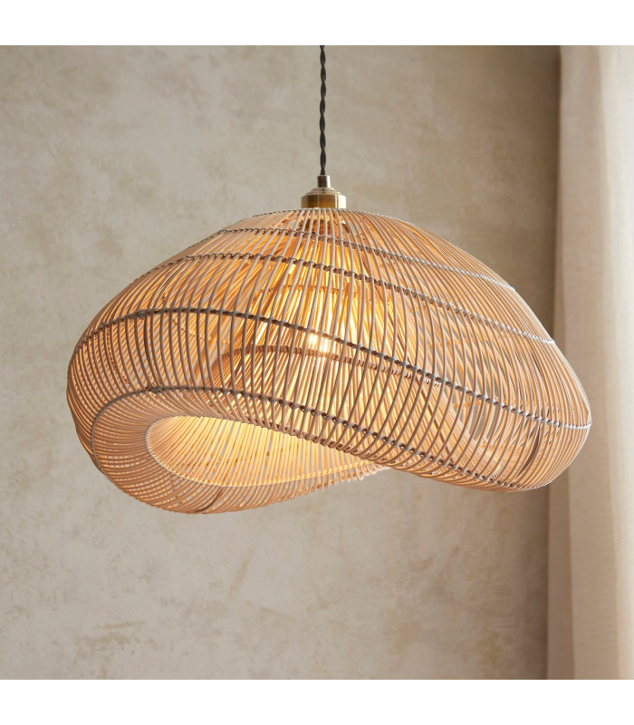Misra Wire Frame Pendant Ceiling Light Natural Rattan, 1x E27