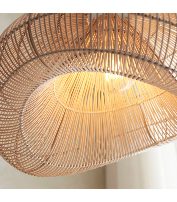 Misra Wire Frame Pendant Ceiling Light Natural Rattan, 1x E27