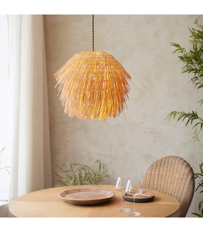 Pushpa Pendant Ceiling Light Natural Rattan, 1x E27