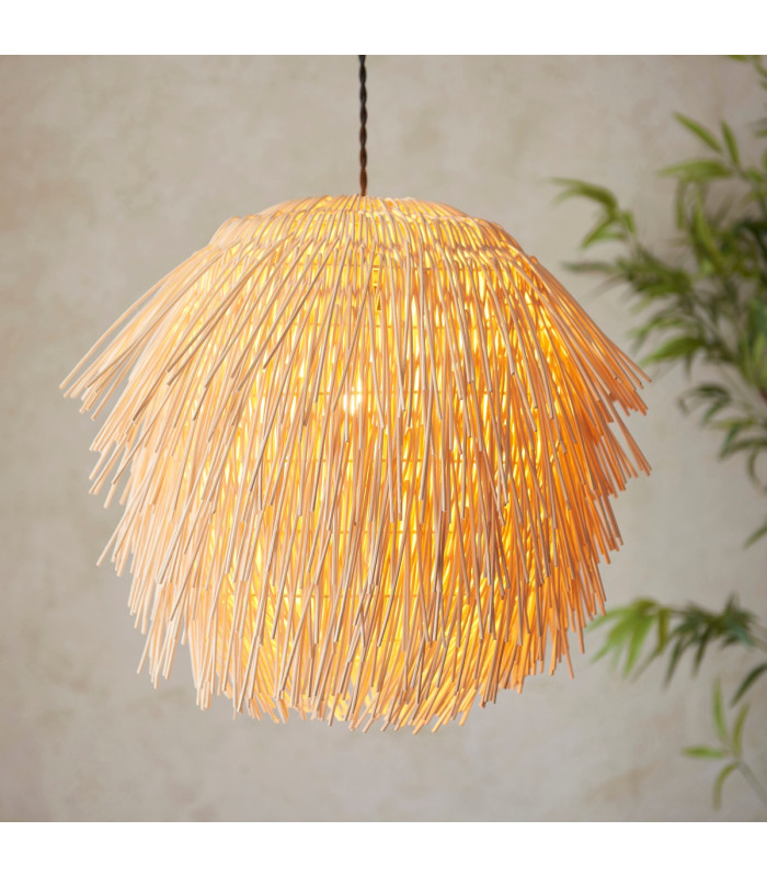 Pushpa Pendant Ceiling Light Natural Rattan, 1x E27