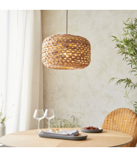 Toca Wire Frame Pendant Ceiling Light Natural Water Hyacinth, 1x E27