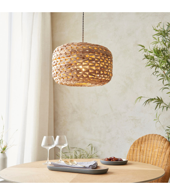 Toca Wire Frame Pendant Ceiling Light Natural Water Hyacinth, 1x E27