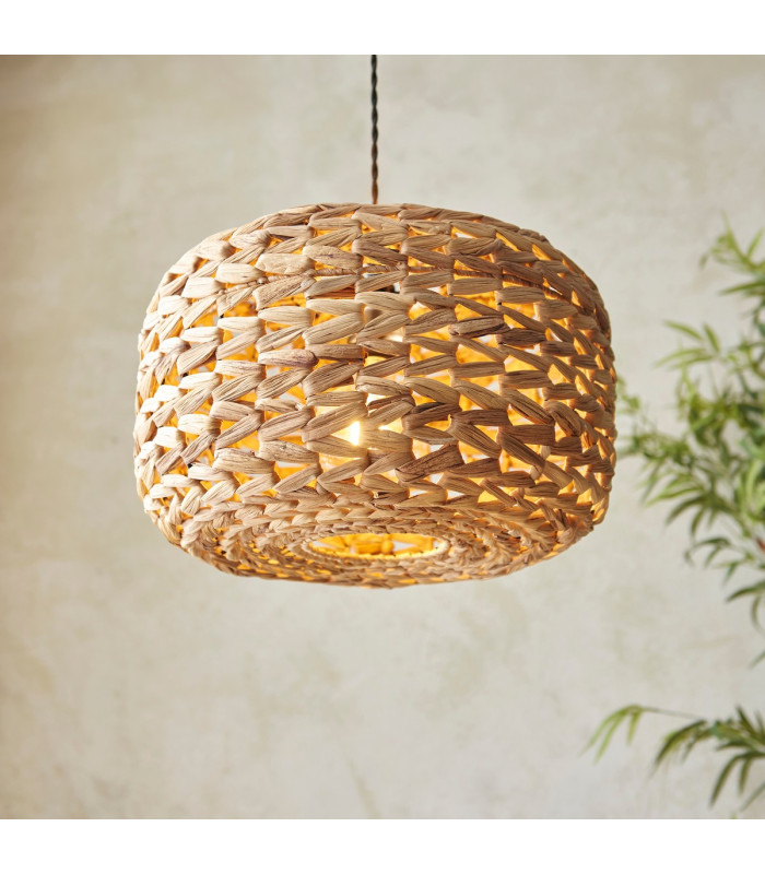 Toca Wire Frame Pendant Ceiling Light Natural Water Hyacinth, 1x E27