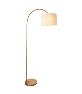 Carlson Arc Floor Lamp Warm Brass Plate, Natural Fabric, 1x E27