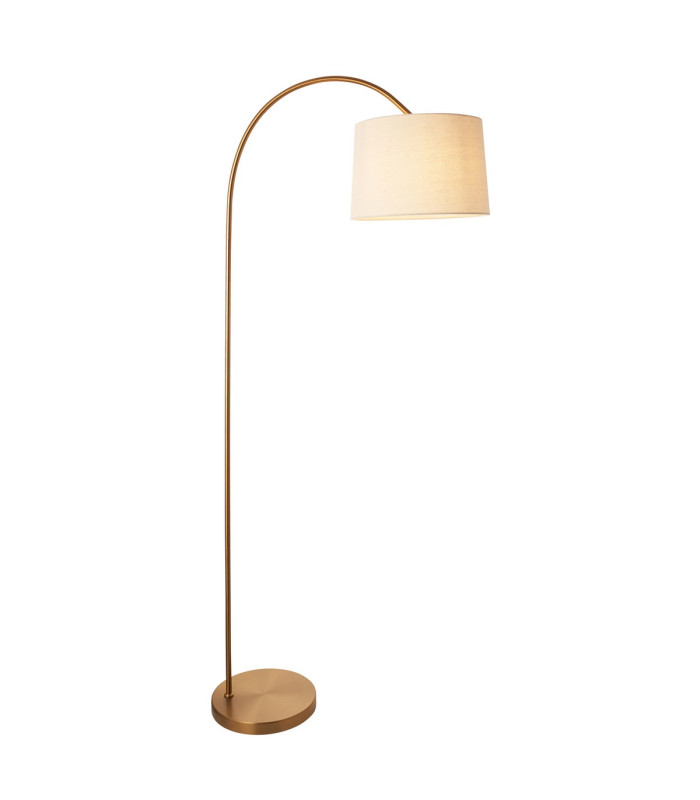 Carlson Arc Floor Lamp Warm Brass Plate, Natural Fabric, 1x E27