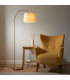 Carlson Arc Floor Lamp Warm Brass Plate, Natural Fabric, 1x E27