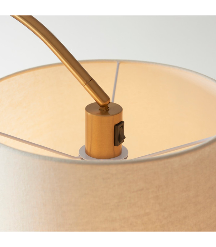 Carlson Arc Floor Lamp Warm Brass Plate, Natural Fabric, 1x E27