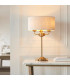 Highclere Table Lamp with Round Shade Vintage Brass, Natural Linen, 3x E14