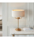 Highclere Table Lamp with Round Shade Vintage Brass, Natural Linen, 3x E14