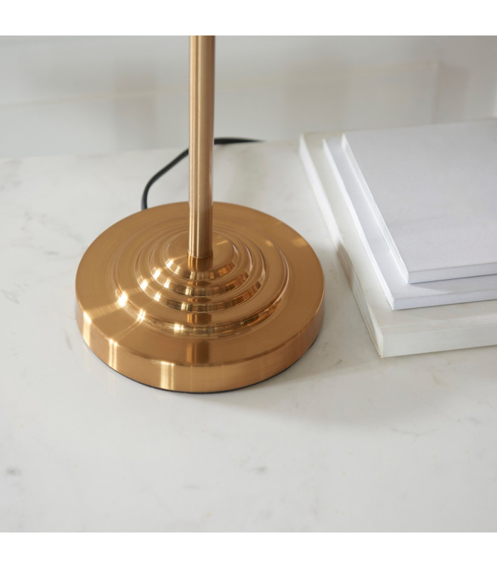 Highclere Table Lamp with Round Shade Vintage Brass, Natural Linen, 3x E14