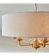 Highclere Multi Arm Pendant Ceiling Light Vintage Brass, Natural Linen, 6x E14