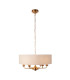 Highclere Multi Arm Pendant Ceiling Light Vintage Brass, Natural Linen, 6x E14