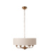 Highclere Multi Arm Pendant Ceiling Light Vintage Brass, Natural Linen, 6x E14