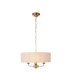 Highclere Multi Arm Pendant Ceiling Light Vintage Brass, Natural Linen, 3x E14