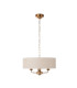 Highclere Multi Arm Pendant Ceiling Light Vintage Brass, Natural Linen, 3x E14
