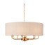 Highclere Multi Arm Pendant Ceiling Light Vintage Brass, Natural Linen, 8x E14