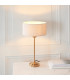 Highclere Table Lamp with Round Shade Vintage Brass, Natural Linen, 1x E14