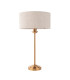 Highclere Table Lamp with Round Shade Vintage Brass, Natural Linen, 1x E14