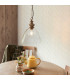 Cotswold Dome Pendant Ceiling Light Natural Ash, Brushed Aged Brass Plate, Clear Glass , 1x E27