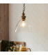 Cotswold Dome Pendant Ceiling Light Natural Ash, Brushed Aged Brass Plate, Clear Glass , 1x E27