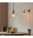 Cotswold Dome Pendant Ceiling Light Natural Ash, Brushed Aged Brass Plate, Clear Glass , 1x E27