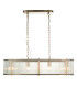 Ridgeton Bar Pendant Ceiling Light Antique Brass Plate, Clear Ribbed Glass, 4x E14