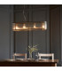 Ridgeton Bar Pendant Ceiling Light Antique Brass Plate, Clear Ribbed Glass, 4x E14