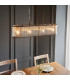 Ridgeton Bar Pendant Ceiling Light Antique Brass Plate, Clear Ribbed Glass, 4x E14