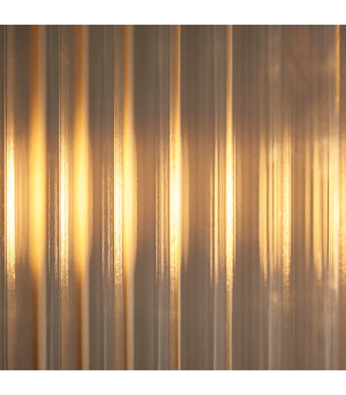 Ridgeton Bar Pendant Ceiling Light Antique Brass Plate, Clear Ribbed Glass, 4x E14