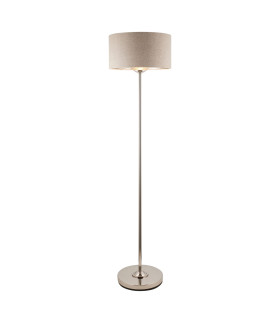 Highclere Floor Lamp with Shade Brushed Chrome Plate, Natural Linen, 1x E27