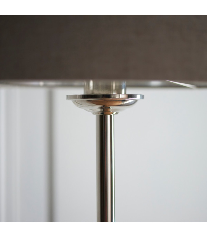 Highclere Floor Lamp with Shade Brushed Chrome Plate, Natural Linen, 1x E27
