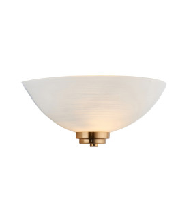 Welles Flush Wall Uplighter Brushed Aged Brass Plate, White Glass, 1x E27