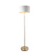 Highclere Floor Lamp with Shade Antique Brass Plate, Vintage White Fabric, 1x E27